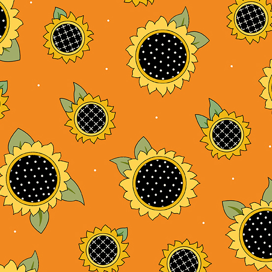 Give Thanks Black Sunflower Fabric by Kim Schaefer - Andover
